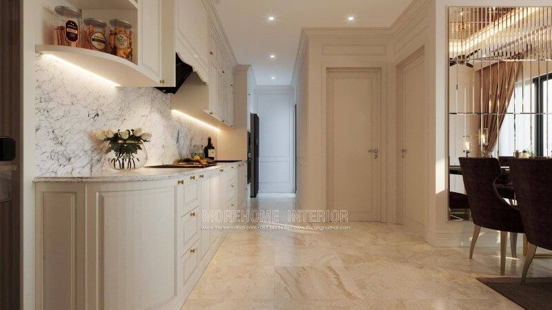 Mẫu đá ốp tường bếp có màu vân mây ấn định sắc nét.